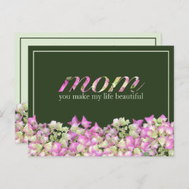 Cartão Postal Dia de as mães Feliz Floral Rosa Verde Personaliza