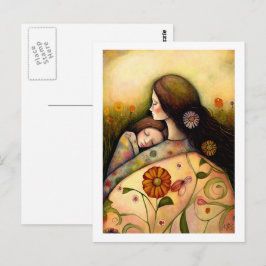 Cartão Postal Dia de as mães Feliz, Mãe e Pintura Filha