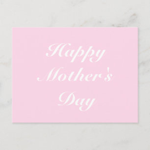 Cartão Postal Dia de as mães Feliz, rosa claro branca