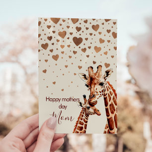 Cartão Postal Dia de as mães Girafa, Dia de as mães Feliz