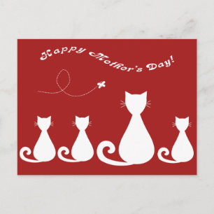Cartão Postal Dia de as mães "Mãe Gato com Gatinhos"