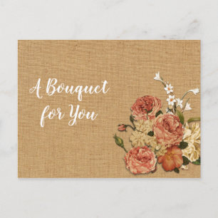 Cartão Postal Dia de as mães Rosas de pino Buquê Invólucro de p