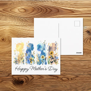 Cartão Postal Dia de as mães Silhouette de Flor Selvagem