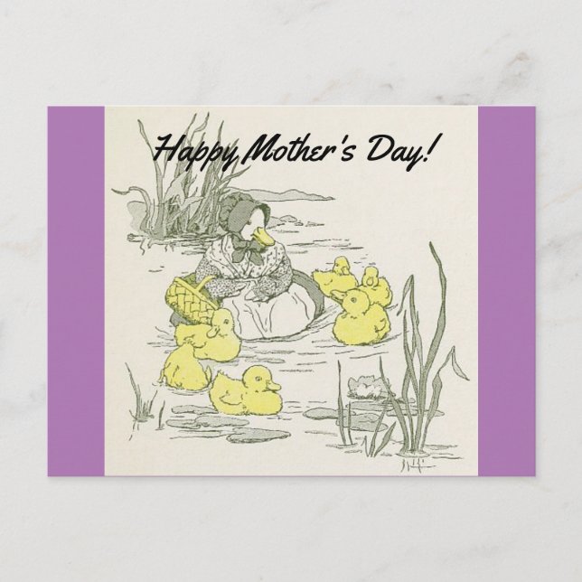 Cartão Postal Dia de as mães Vintage Ducks (Frente)