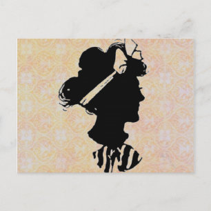 Cartão Postal dia de as mães Vintage Woman Silhouette