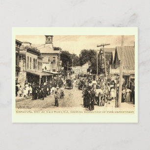 Cartão Postal Dia de Carnaval, Keyport, Nova Jersey Vintage