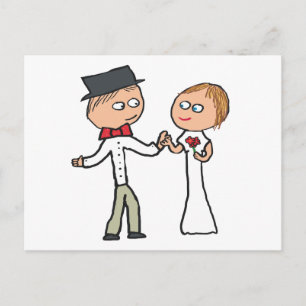 Cartão Postal Dia de Casamento de Noiva e de Noite