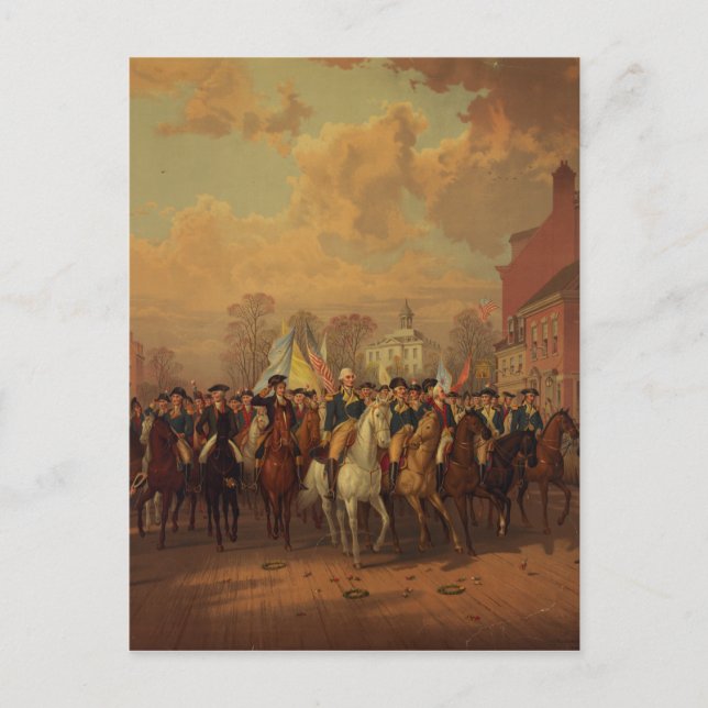 Cartão Postal Dia de Evacuação Nova Iorque de Entrada de Washing (Frente)