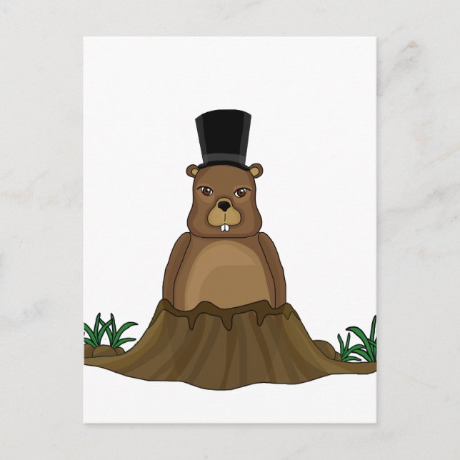 Cartão Postal Dia de Groundhog - estilo de desenho animado (Frente)