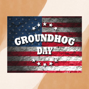 Cartão Postal Dia de Groundhog Patriótico