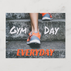Cartão Postal Dia de Gym Motivação de Workout Cotidiano Escada