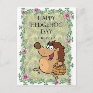 Cartão Postal Dia de Hedgehog 2 de fevereiro