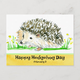Cartão Postal Dia de Hedgehog fevereiro 2 Feriados Nacionais