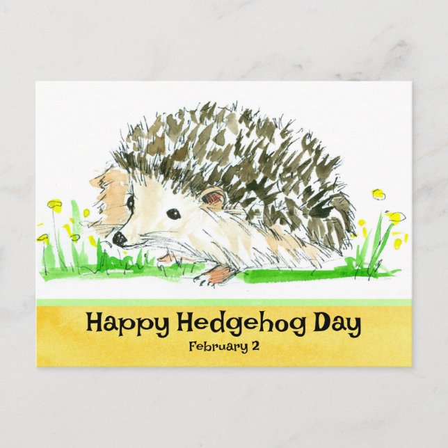 Cartão Postal Dia de Hedgehog fevereiro 2 Feriados Nacionais (Frente)