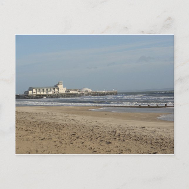 Cartão Postal Dia de inverno na praia de Bournemouth (Frente)