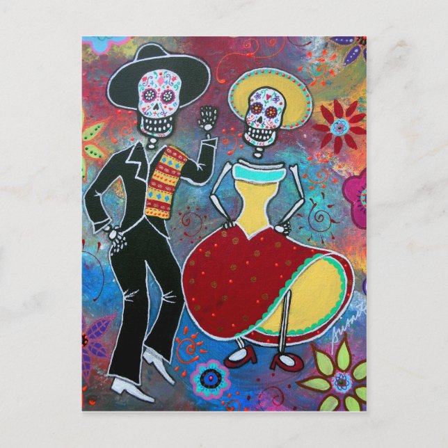 CARTÃO POSTAL DIA DE LOS MUERTOS BAILAR MARIACHI (Frente)
