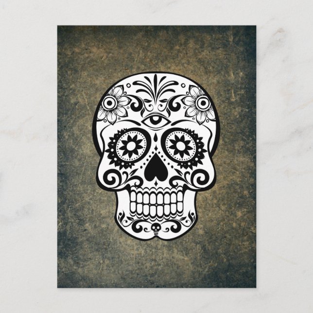 Cartão Postal Dia De Los Muertos Sugar Skull (Frente)