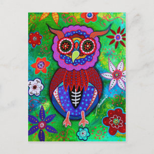 Cartão Postal Dia de los Muertos talavera Wise Owl