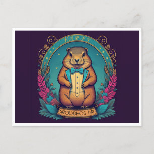 Cartão Postal Dia de Marmota A Celebração da Primavera