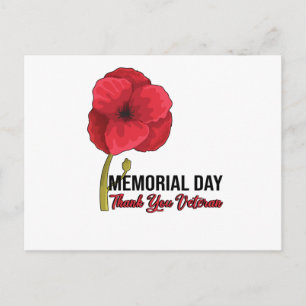 Cartão Postal Dia de Memória das Papoulas dos EUA Dia dos Vetera