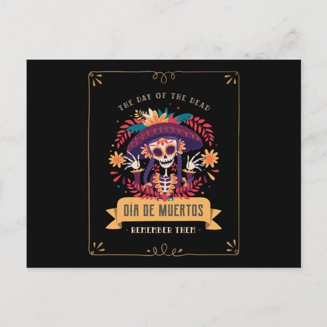 Cartão Postal Dia de muertos dos mortos (Frente)