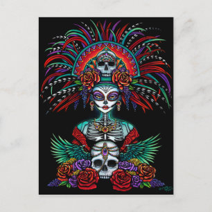 Cartão Postal Dia De Muertos Suger Skull Mictecacihuatl