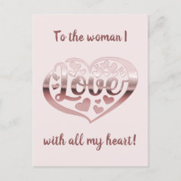 Cartão Postal Dia de os namorados amor coração rosa de ouro metá