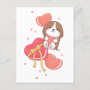 Cartão Postal Dia de os namorados: Beagle e Macarons