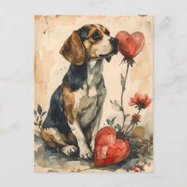 Cartão Postal Dia de os namorados Beagle Vintage