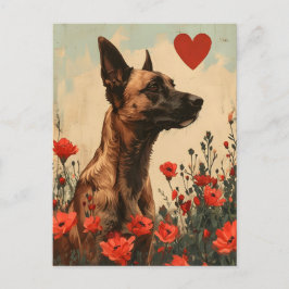 Cartão Postal Dia de os namorados belga Malinois Vintage