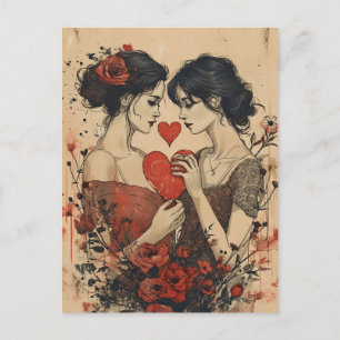 Cartão Postal Dia de os namorados Casal feminino