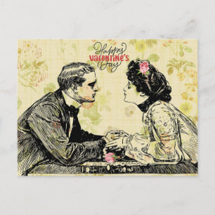 Cartão Postal Dia de os namorados Casal vitoriano romântico