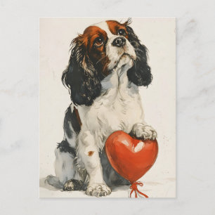 Cartão Postal Dia de os namorados Cavalier King Charles Spaniel