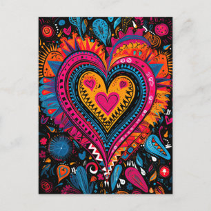 Cartão Postal Dia de os namorados Coração Colorida Amor
