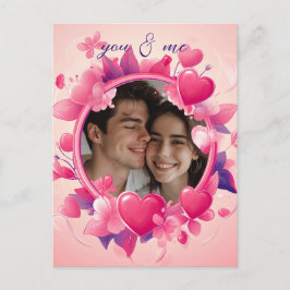 Cartão Postal Dia de os namorados de Corações Rosa Personalizáve