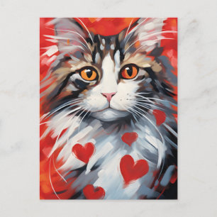 Cartão Postal Dia de os namorados de Gato da Floresta Norueguesa