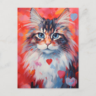 Cartão Postal Dia de os namorados de gato da Floresta norueguesa
