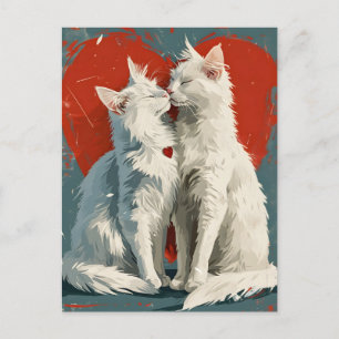 Cartão Postal Dia de os namorados de Gatos Brancos Turcos Angora