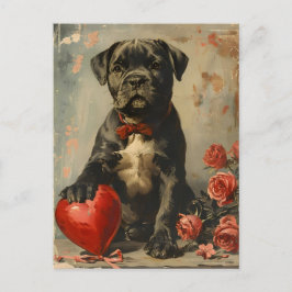 Cartão Postal Dia de os namorados de vintage do cãozinho do Cane