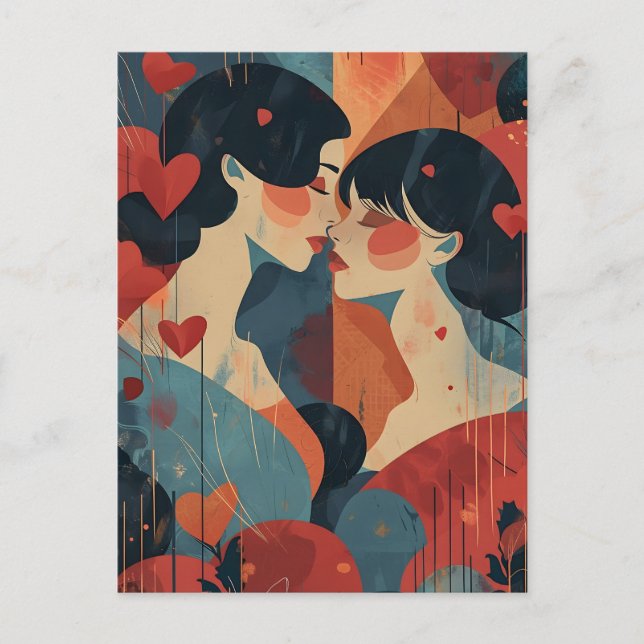 Cartão Postal Dia de os namorados feminino LGBTQ (Frente)