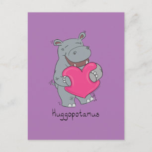 Cartão Postal Dia de os namorados Huggopotamus Hippo Cartão-post