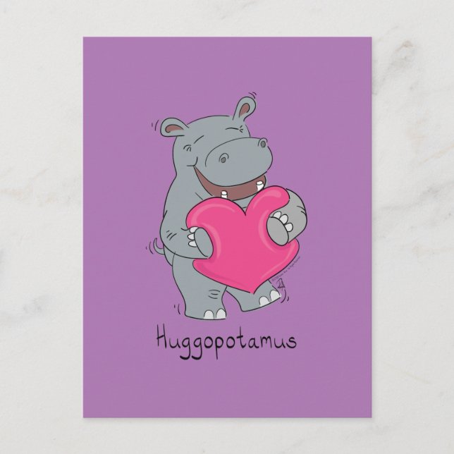 Cartão Postal Dia de os namorados Huggopotamus Hippo Cartão-post (Frente)