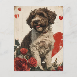 Cartão Postal Dia de os namorados Lagotto Romagnolo Vintage
