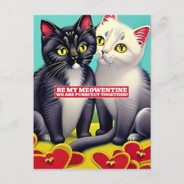 Cartão Postal Dia de os namorados Meowentine de Gatos Modernos