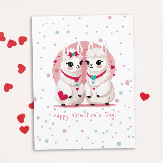 Cartão Postal Dia de os namorados Moderno de Pastel Cute Llama