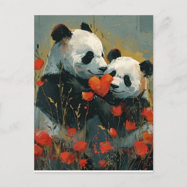 Cartão Postal Dia de os namorados Panda (Frente)
