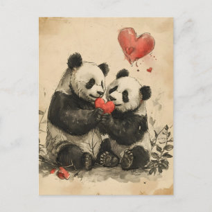 Cartão Postal Dia de os namorados Panda