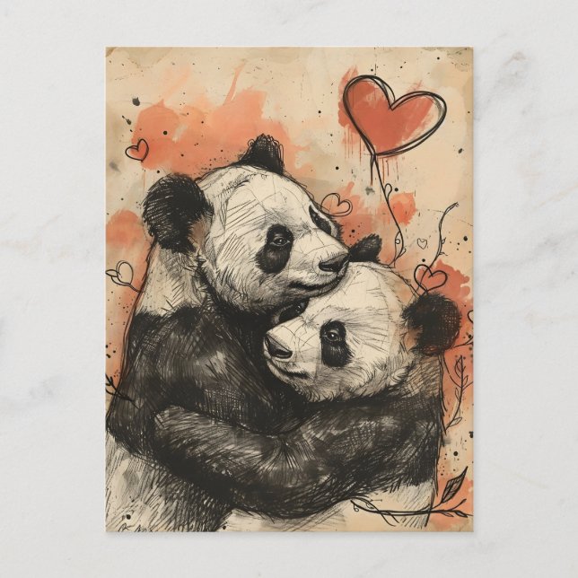 Cartão Postal Dia de os namorados Panda Love (Frente)