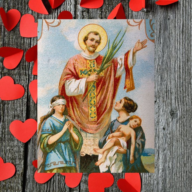 Cartão Postal Dia de os namorados Santo católico religioso (Vintage Religious Christian Catholic Saint Valentine Valentine's Day Postcard)