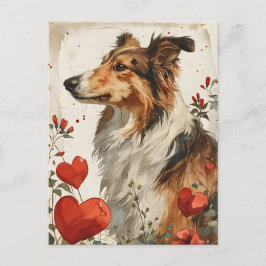 Cartão Postal Dia de os namorados Shetland sheepdog Vintage